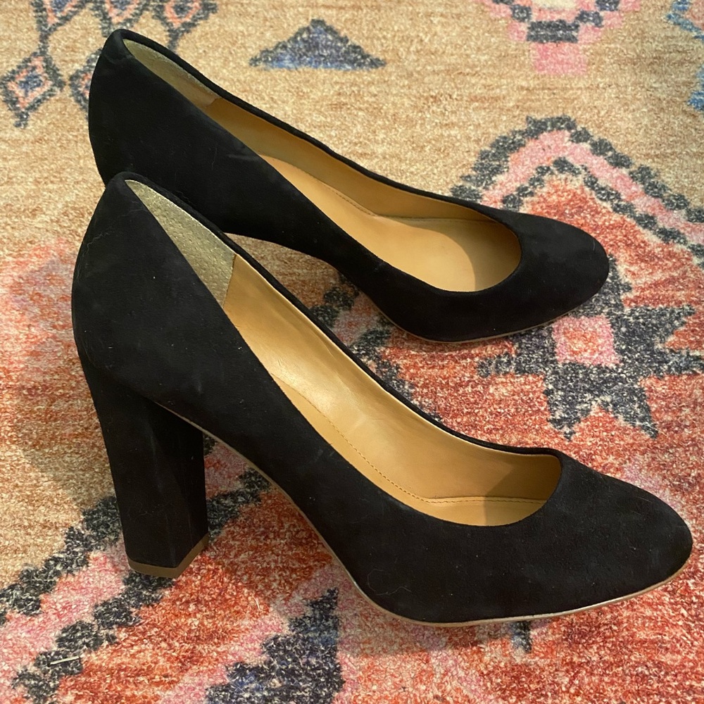 J. Crew Black Suede Blocky High Heel - Picture 3 of 5